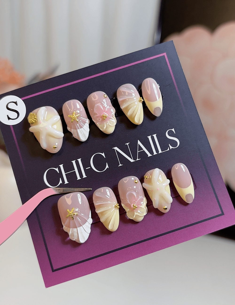 Seashell Dream & Starfish 3D – Short Almond