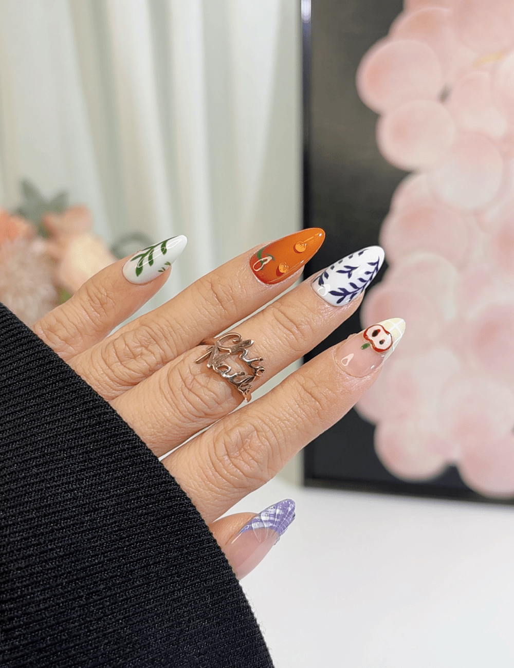 Fruit & Veggie Cute Press-On Nails – Medium Almond