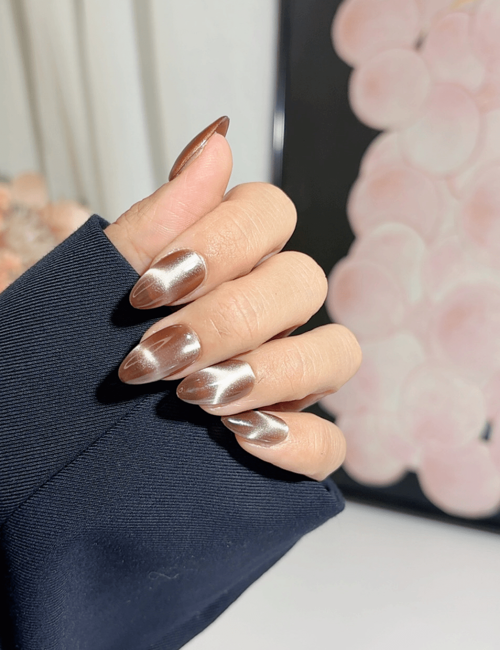 Champagne Cat Eye Press On Nails