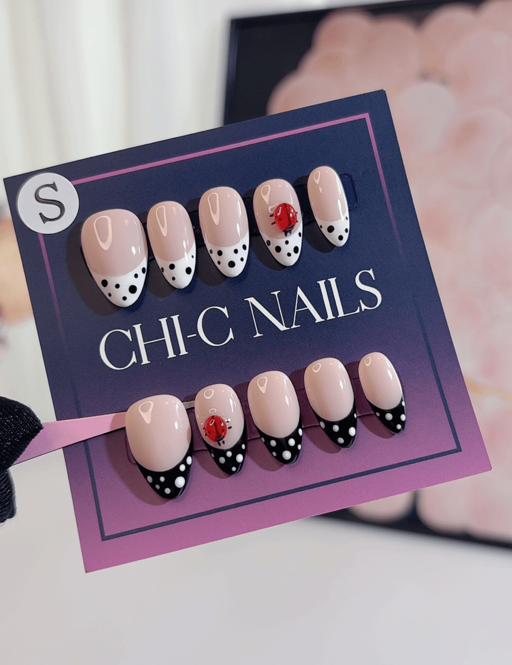 Ladybug Polka Dot French Press-On Nails | Short Almond