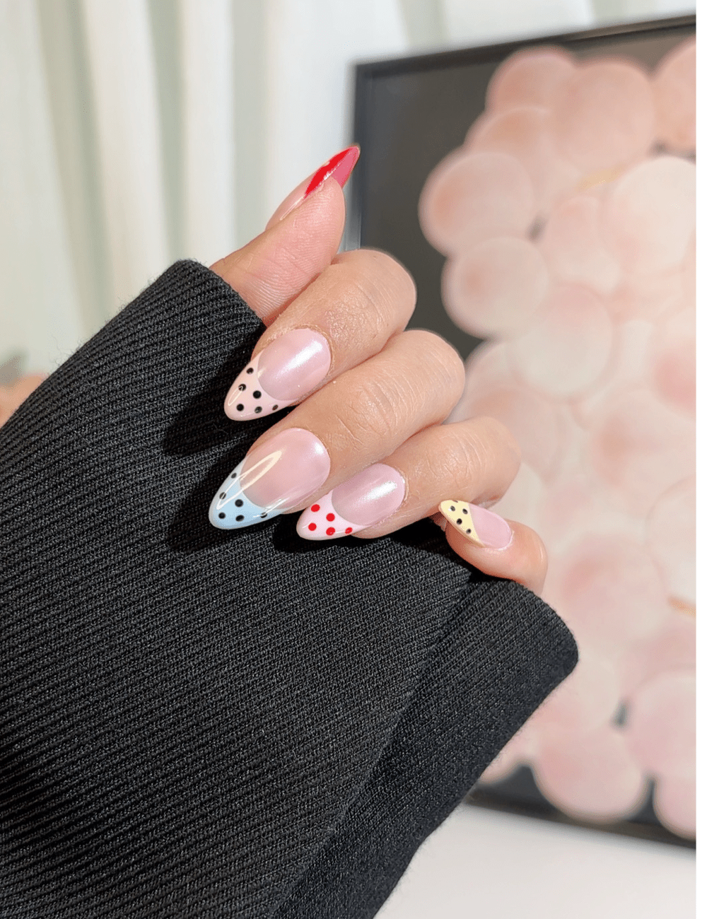 Rainbow Polka Dot French Press-On Nails – Fun Multi-Color Tips | CHICNAILS