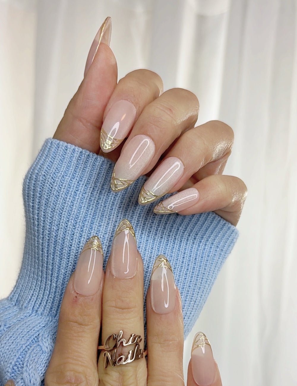 Gold French Tip Press On Nails