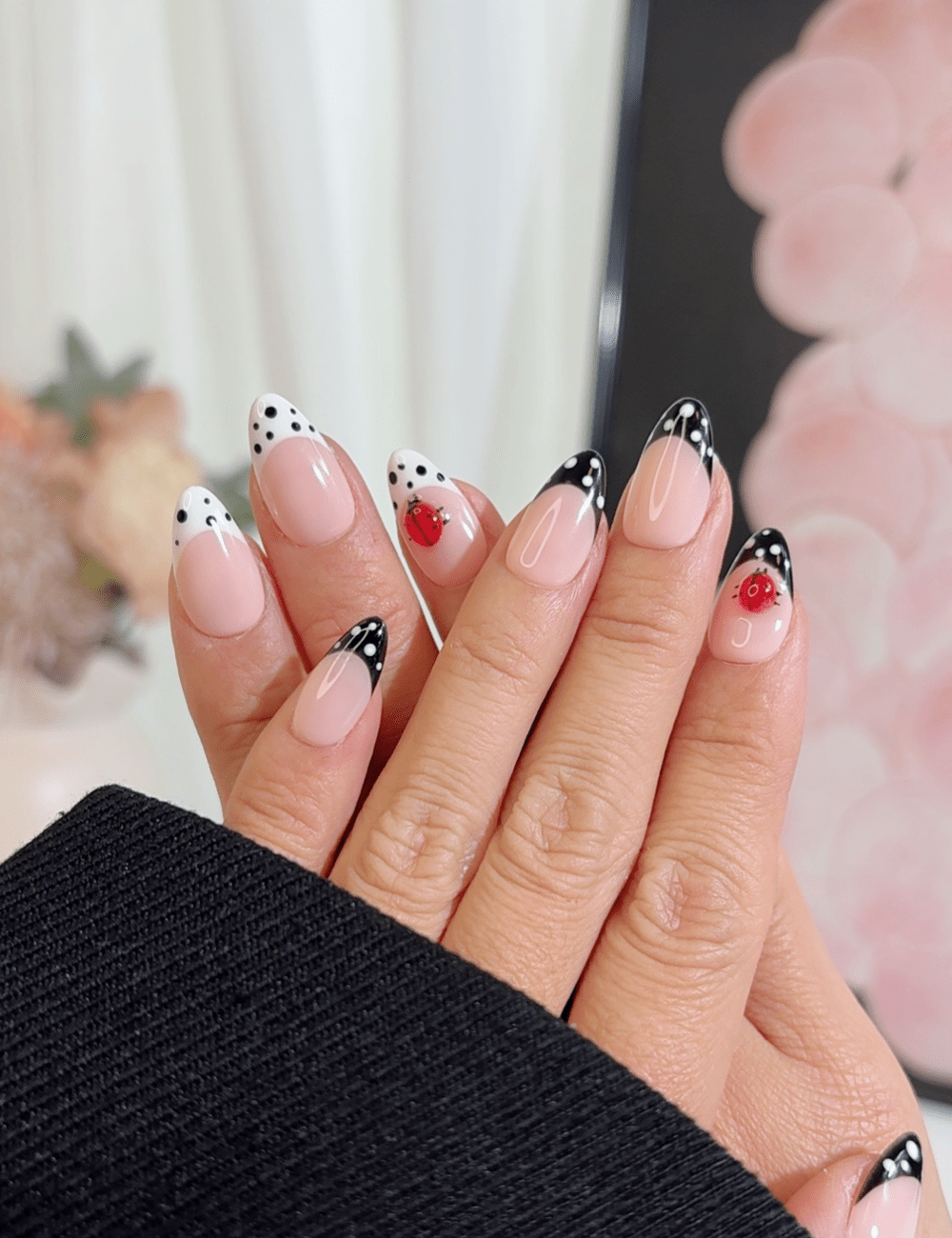 Ladybug Polka Dot French Press-On Nails | Short Almond