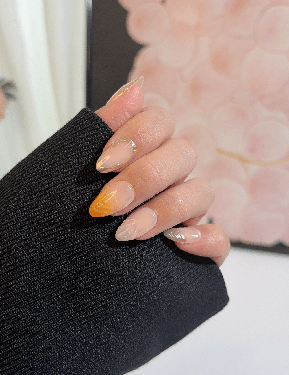 Golden Glow Short Almond Press-On Nails