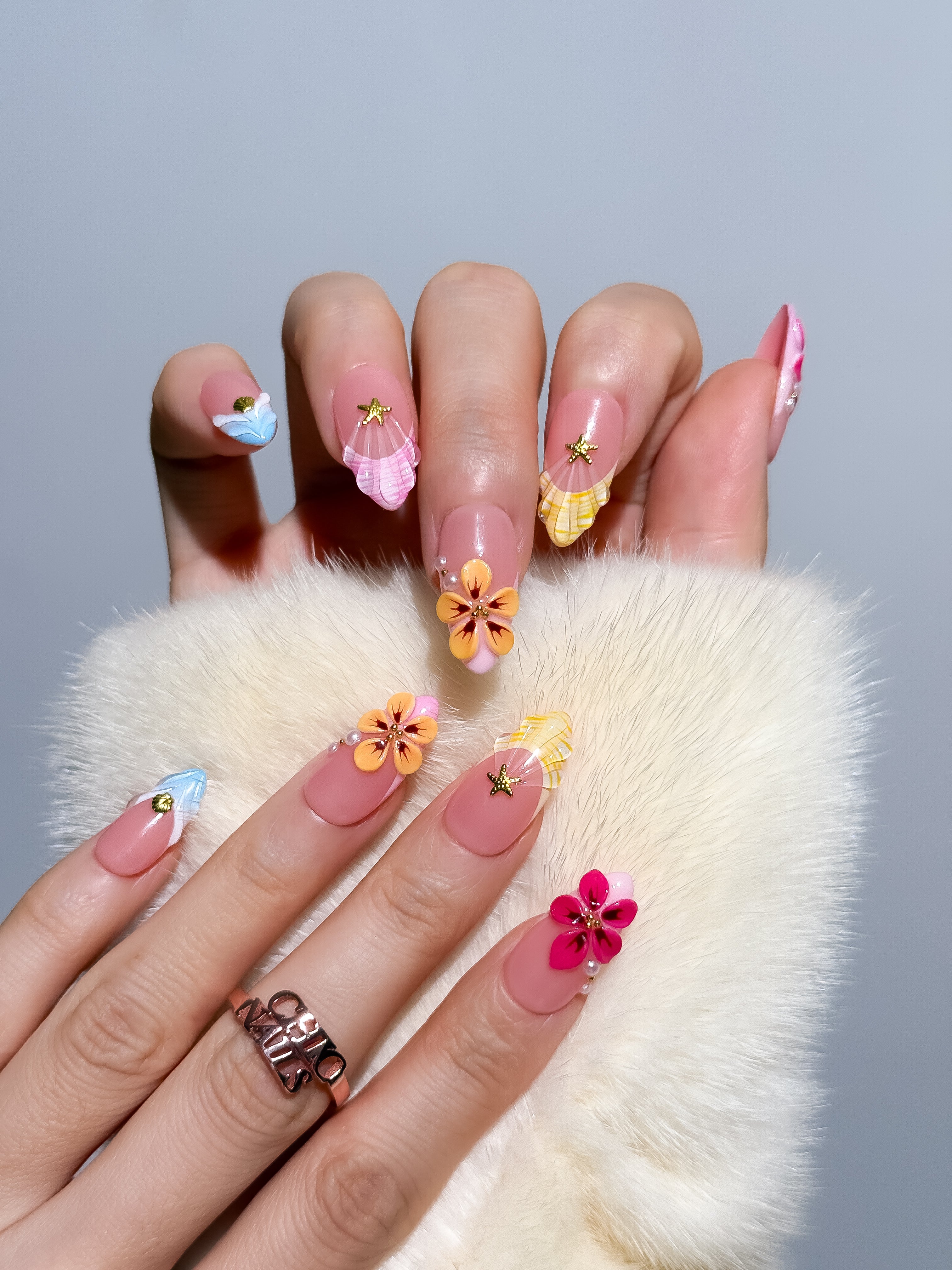 Tropical Blossom Press On Nails Medium Almond