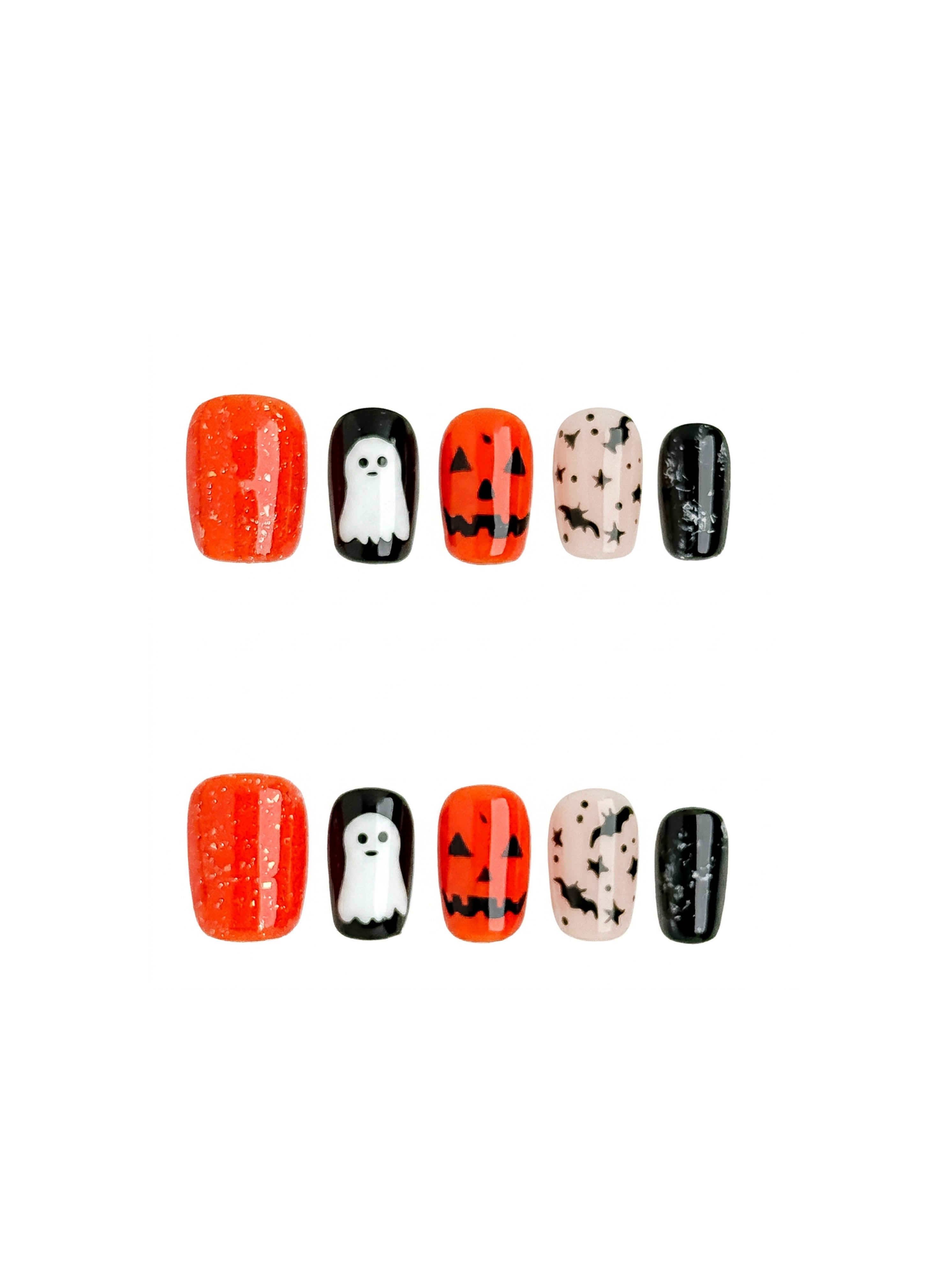 Pumpkin Boo Short Square Press On Nails