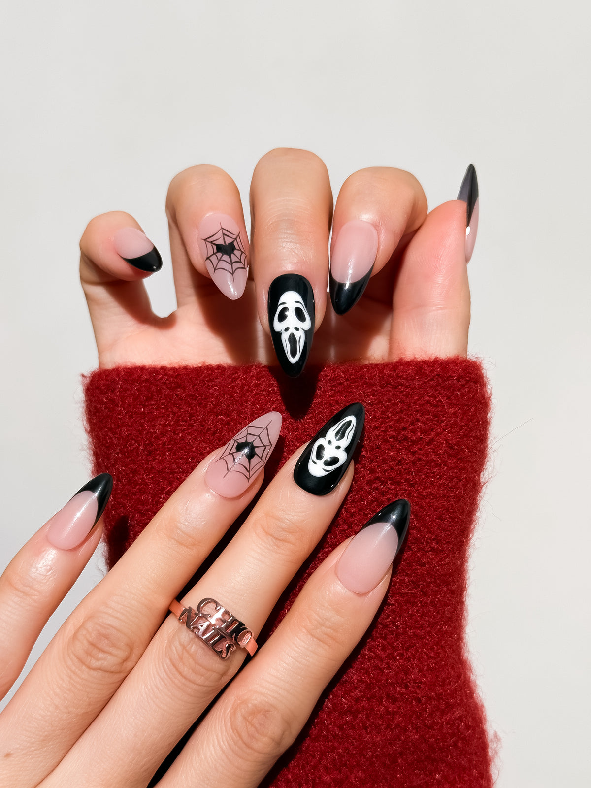 Midnight Veil Medium Almond Press On Nails