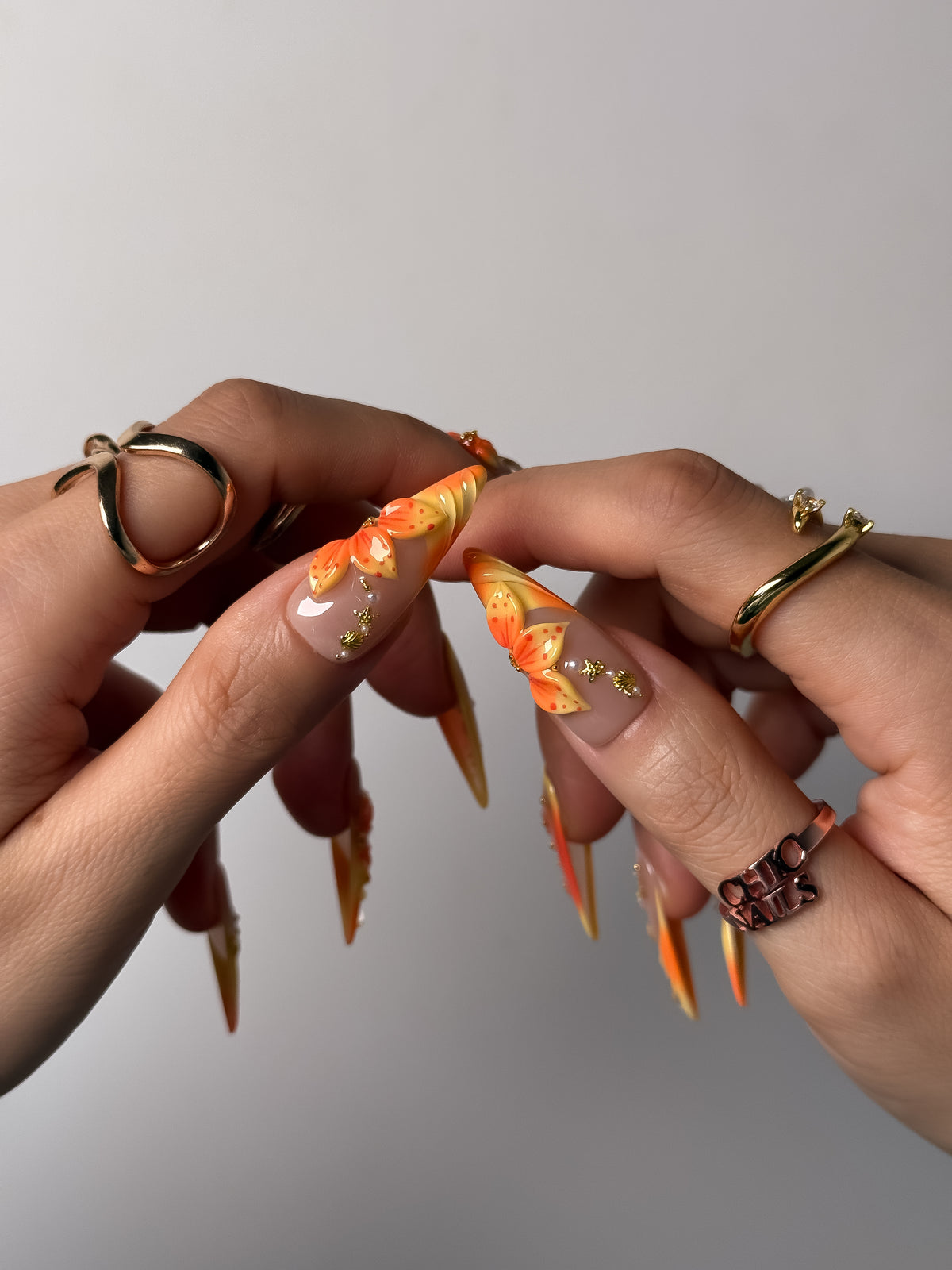 Sunset Bloom Long Stiletto Press On Nails