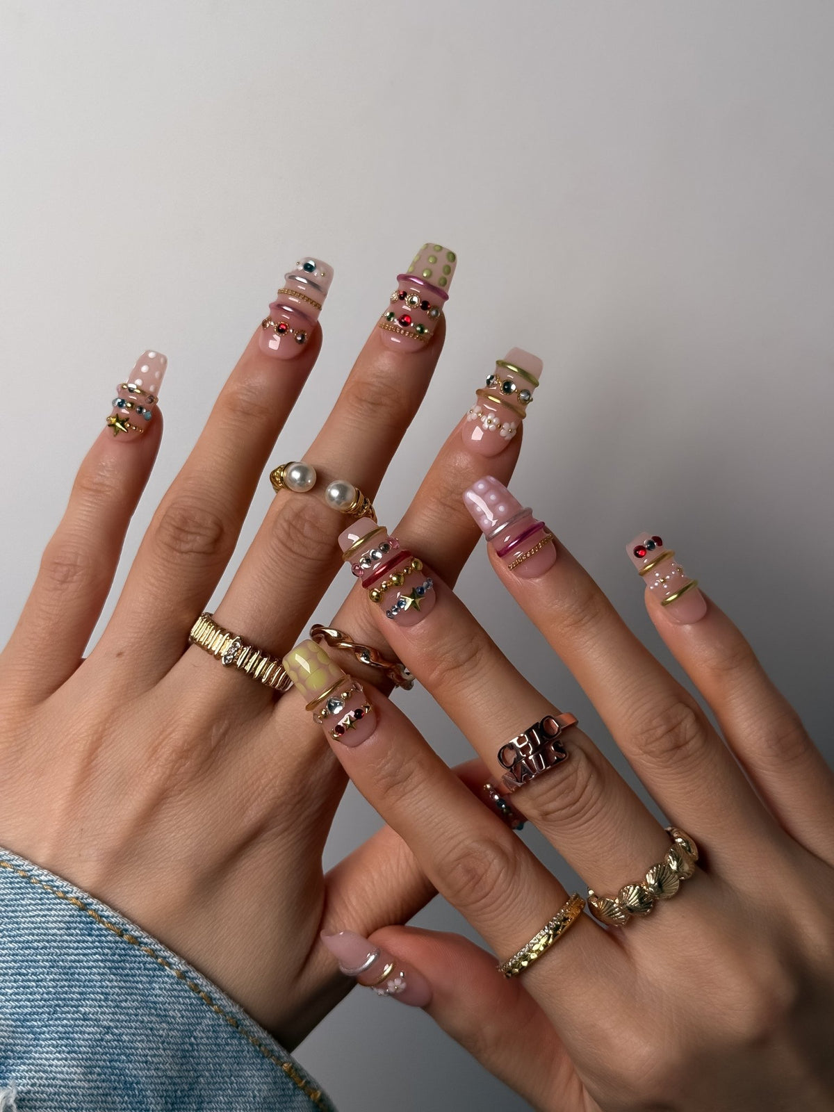 Candy Jewel Short Square Press On Nails