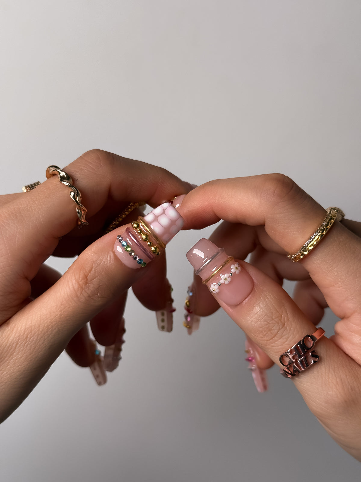 Candy Jewel Short Square Press On Nails