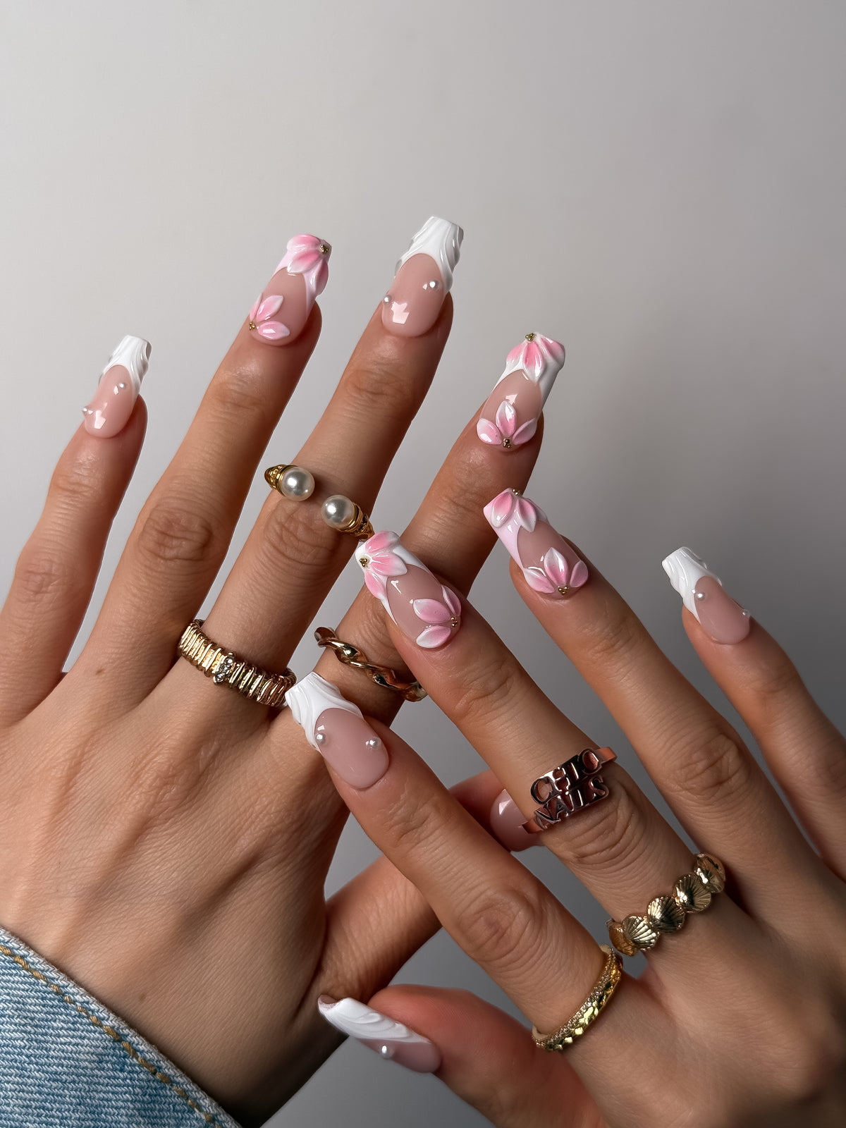 Pink Petal Medium Square Press On Nails