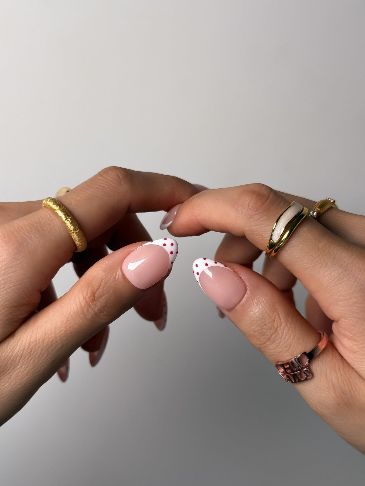 Cherry Dot Short Almond Press On Nails