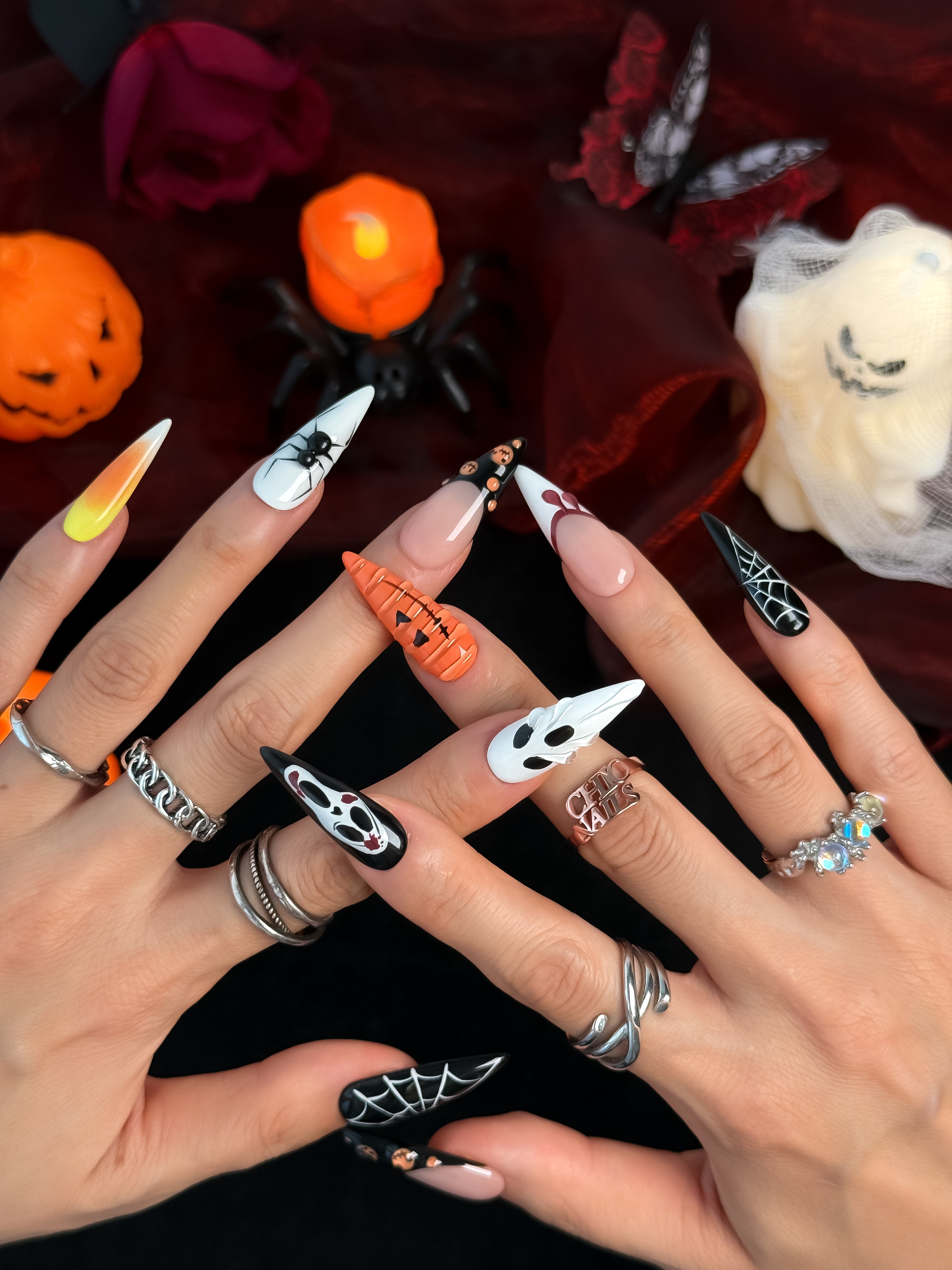 Haunted Carnival Long Stiletto Press On Nails