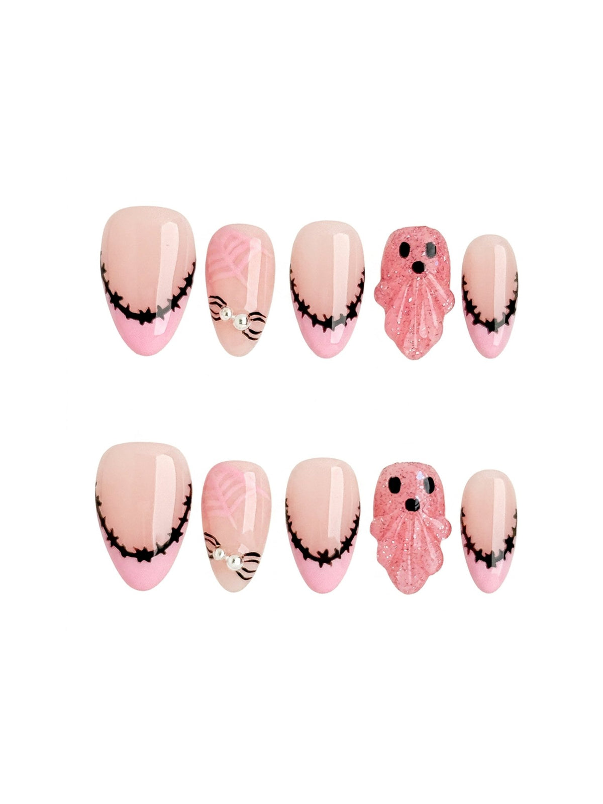 Blush After Dark Pink Halloween Press On Nails – Short Almond
