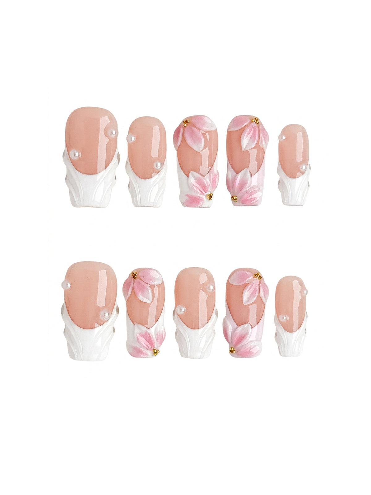 Pink Petal Medium Square Press On Nails