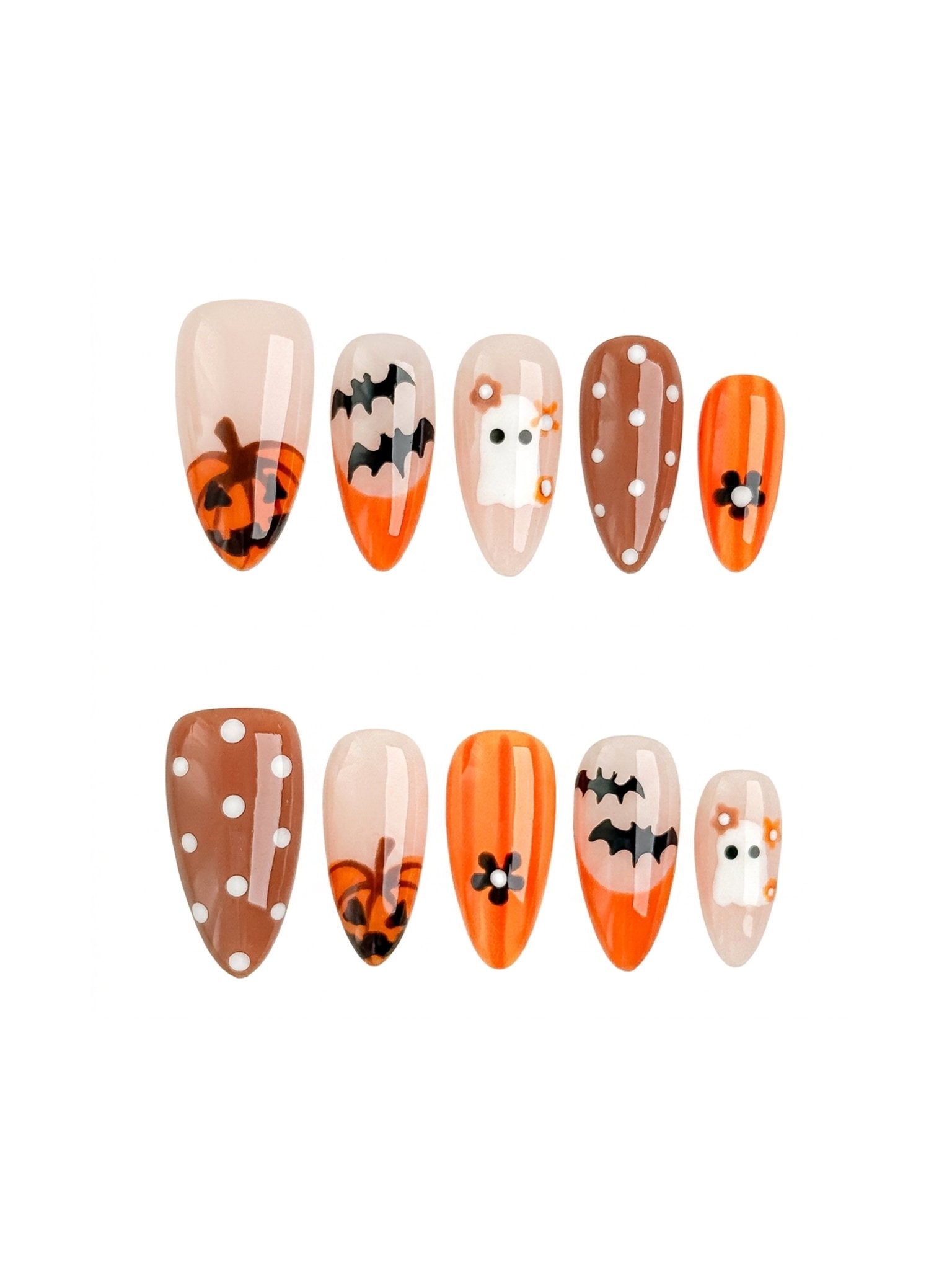 Pumpkin After Dark Orange Halloween Press On Nails – Medium Almond
