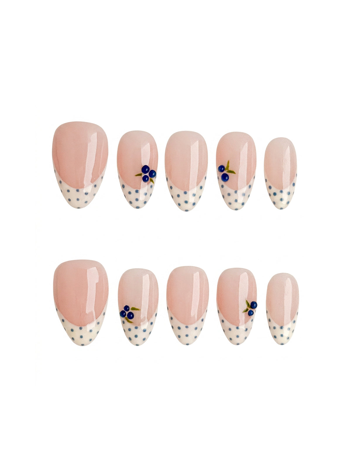 Blueberry Picnic Short Almond Press On Nails