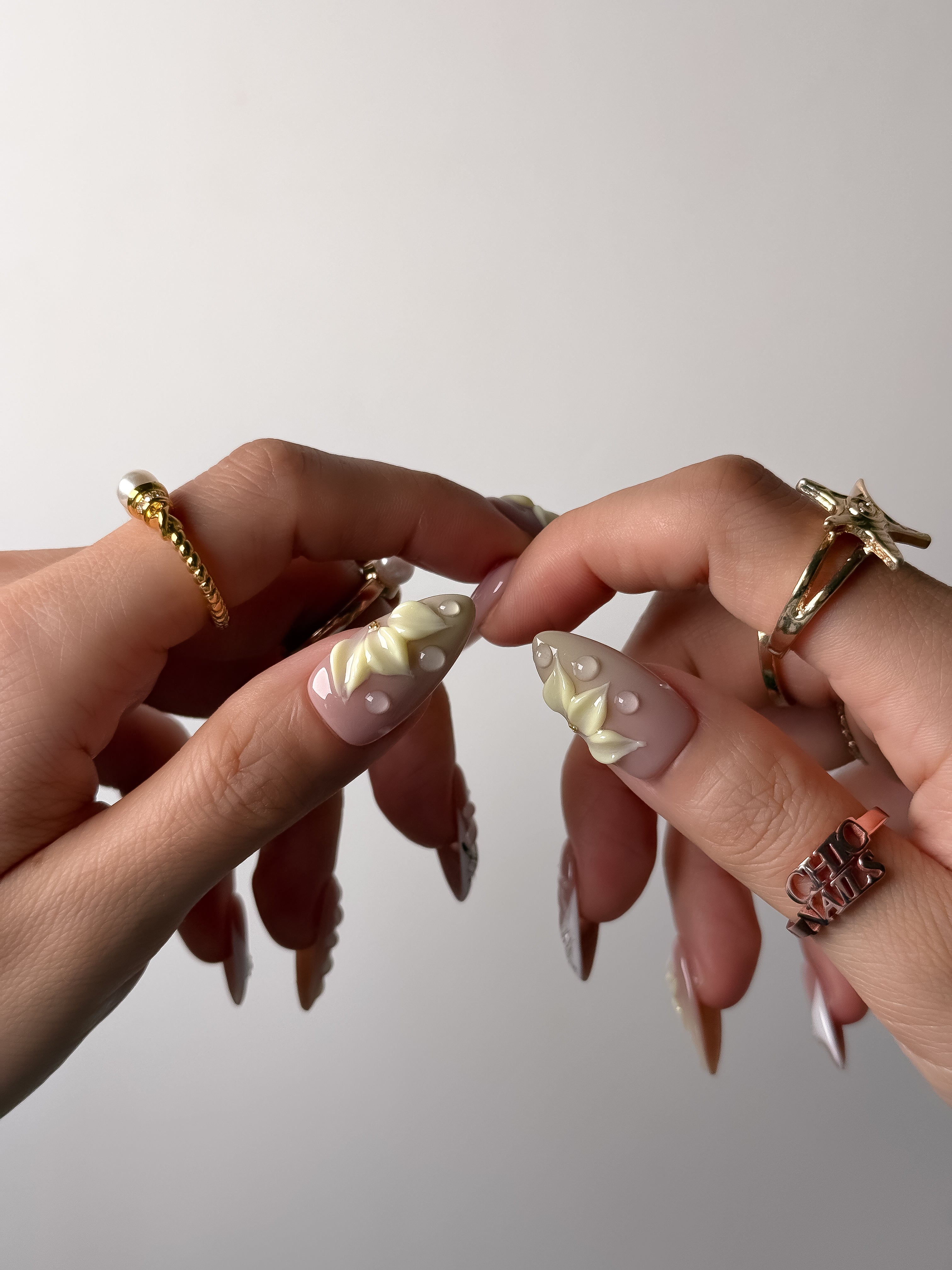 Handmade Lavender Blossom Press On Nails – Medium Almond
