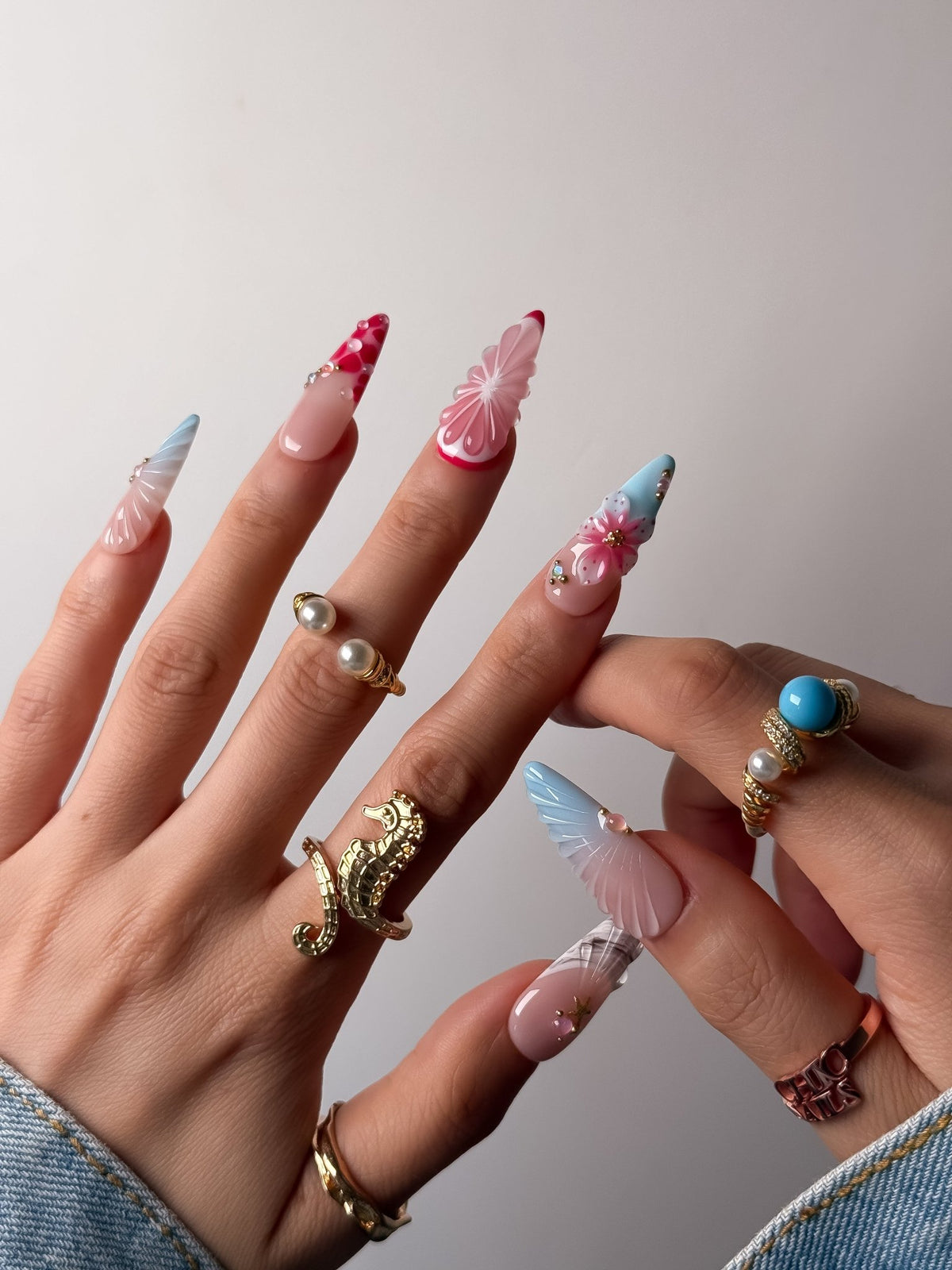 Handmade Sakura Blossom Press-On Nails – Stiletto