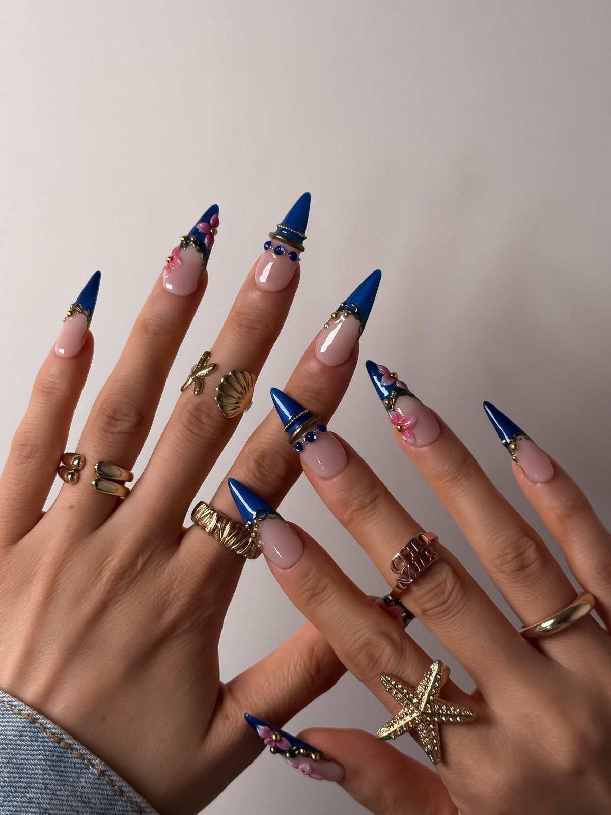 Royal Bloom Long Stiletto Press On Nails