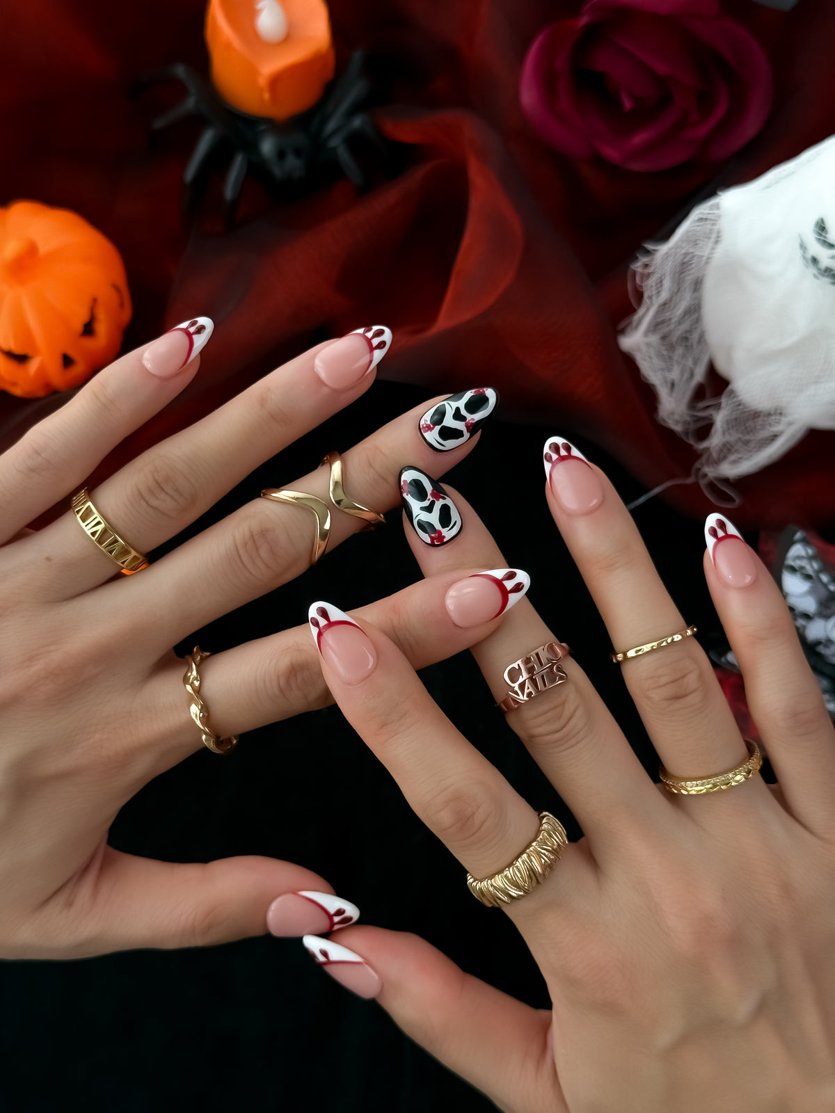 Crimson Scream Short Almond Press On Nails
