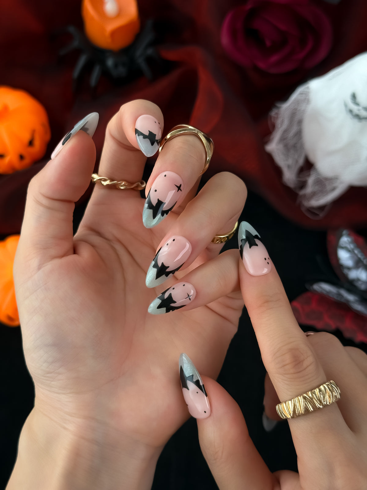 Celestial Mint Medium Almond Press On Nails