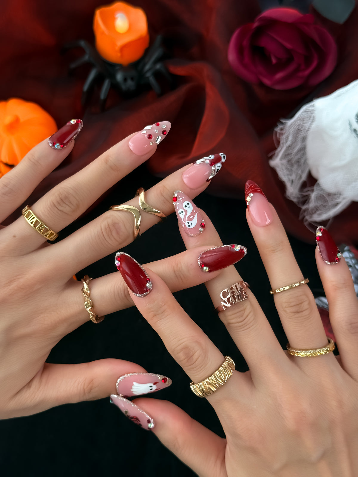 Rouge Bloom Medium Almond Press On Nails