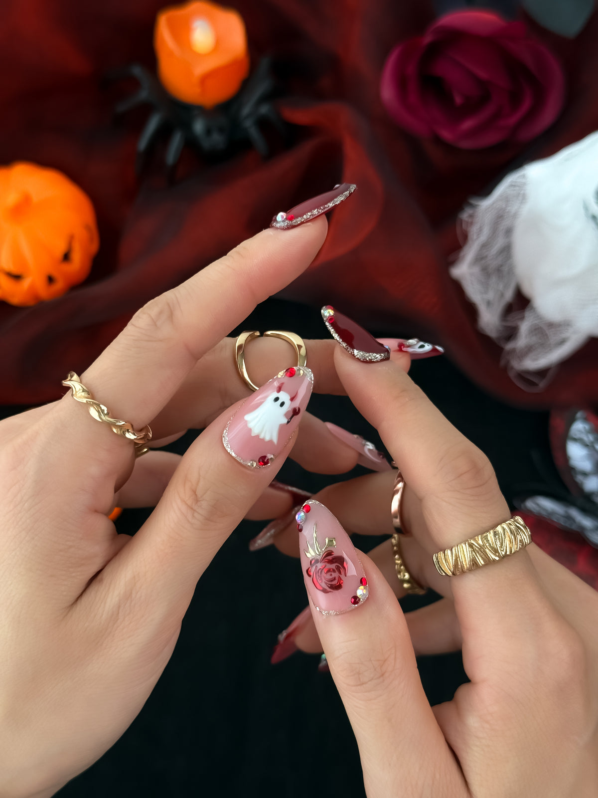 Rouge Bloom Medium Almond Press On Nails
