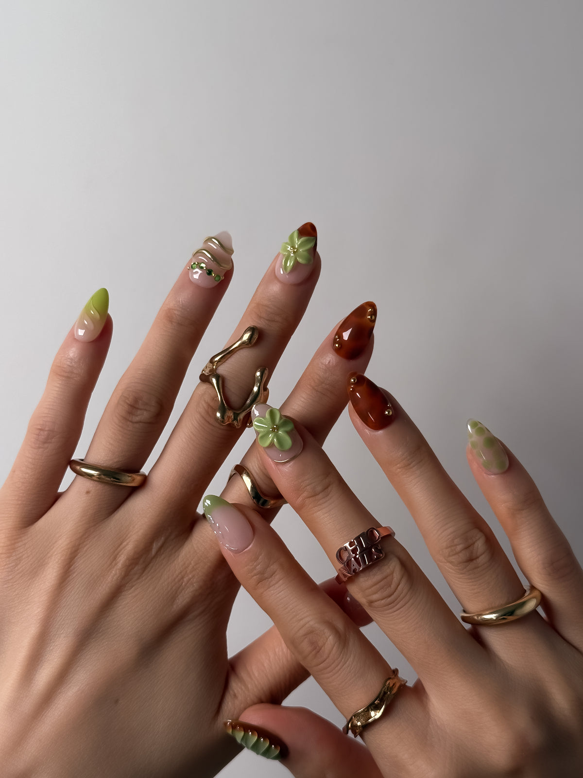 Sage Ember Medium Almond Press On Nails