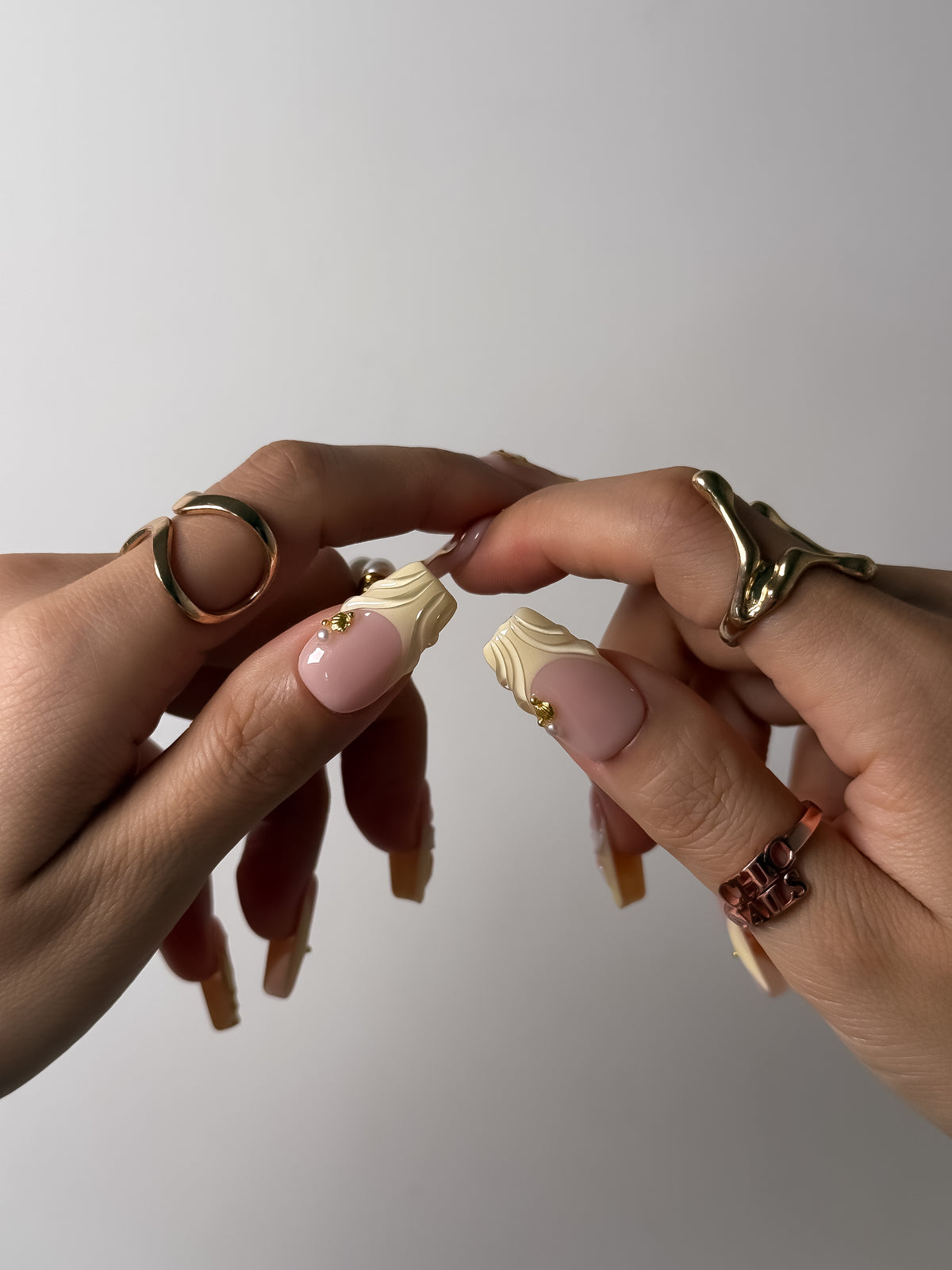 Golden Petal Medium Square Press On Nails