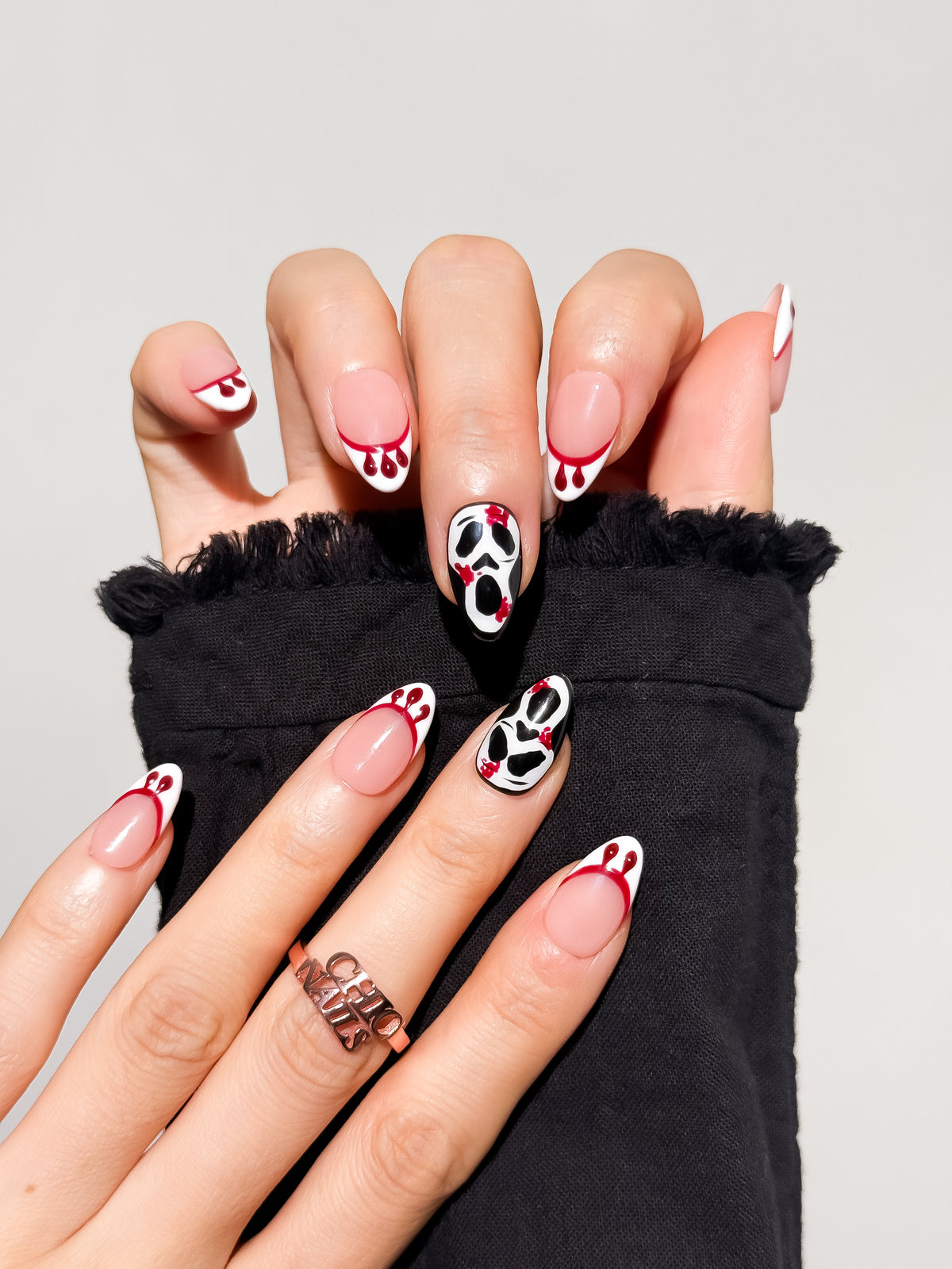Crimson Scream Short Almond Press On Nails