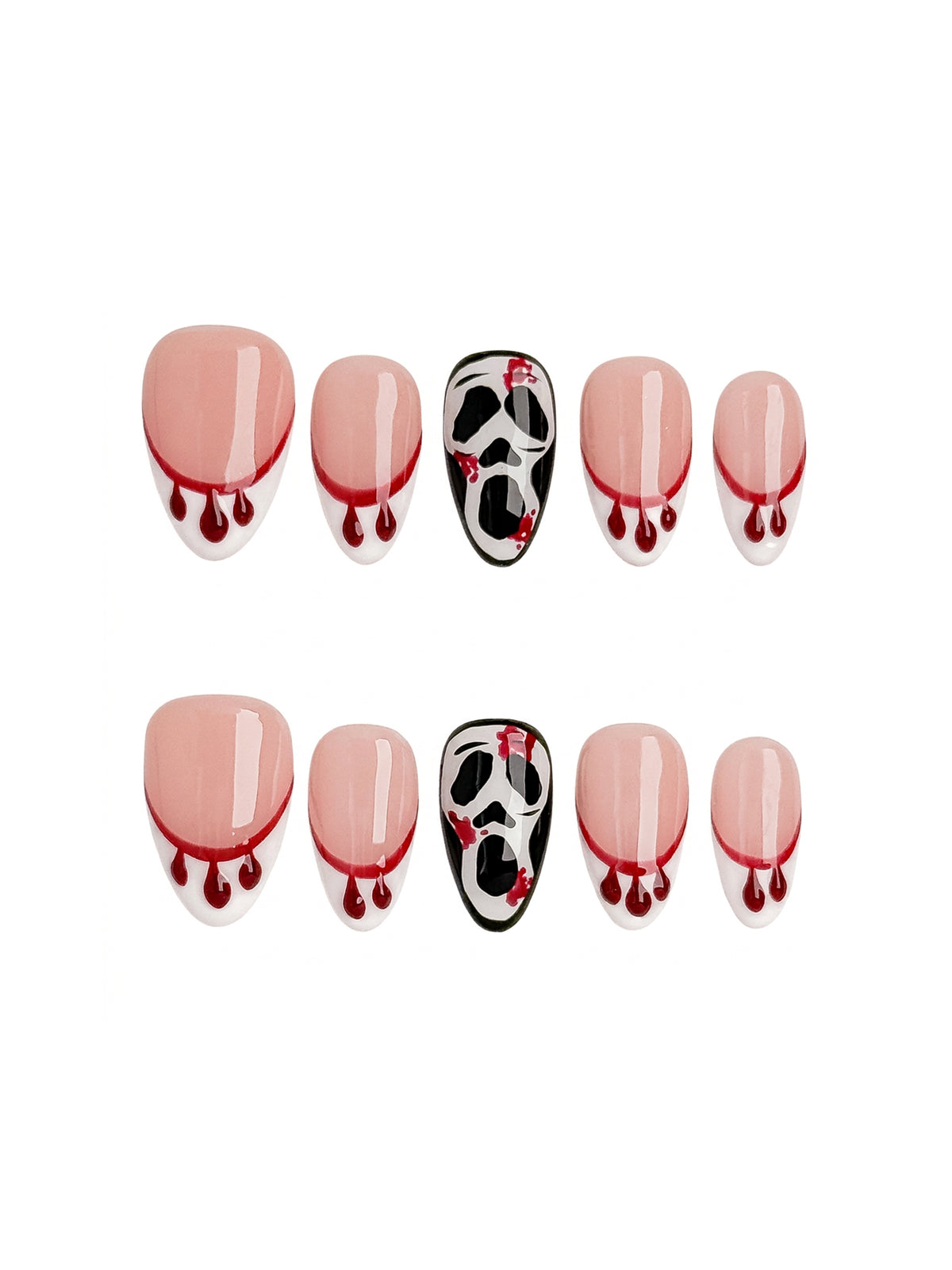 Crimson Scream Short Almond Press On Nails