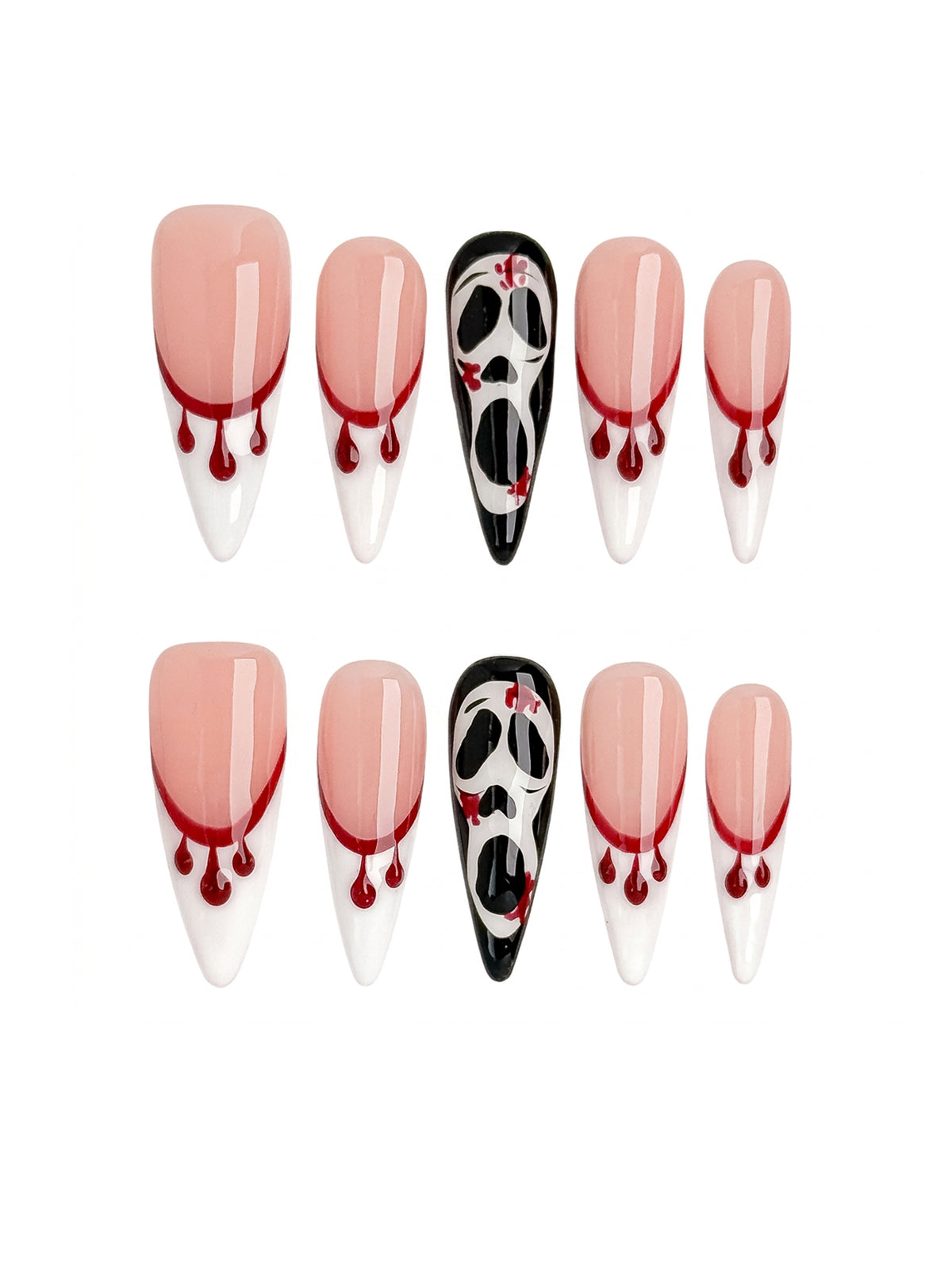 Crimson Scream Long Stiletto Press On Nails