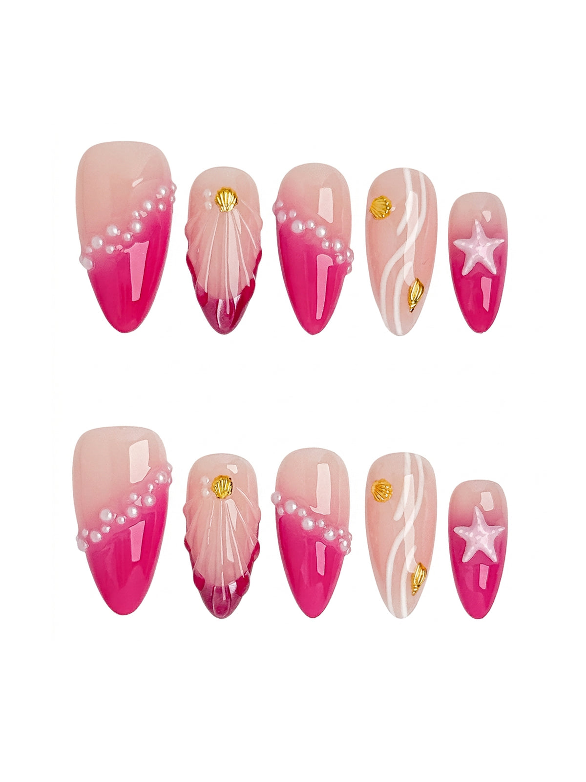 Pink Siren Medium Almond Press On Nails