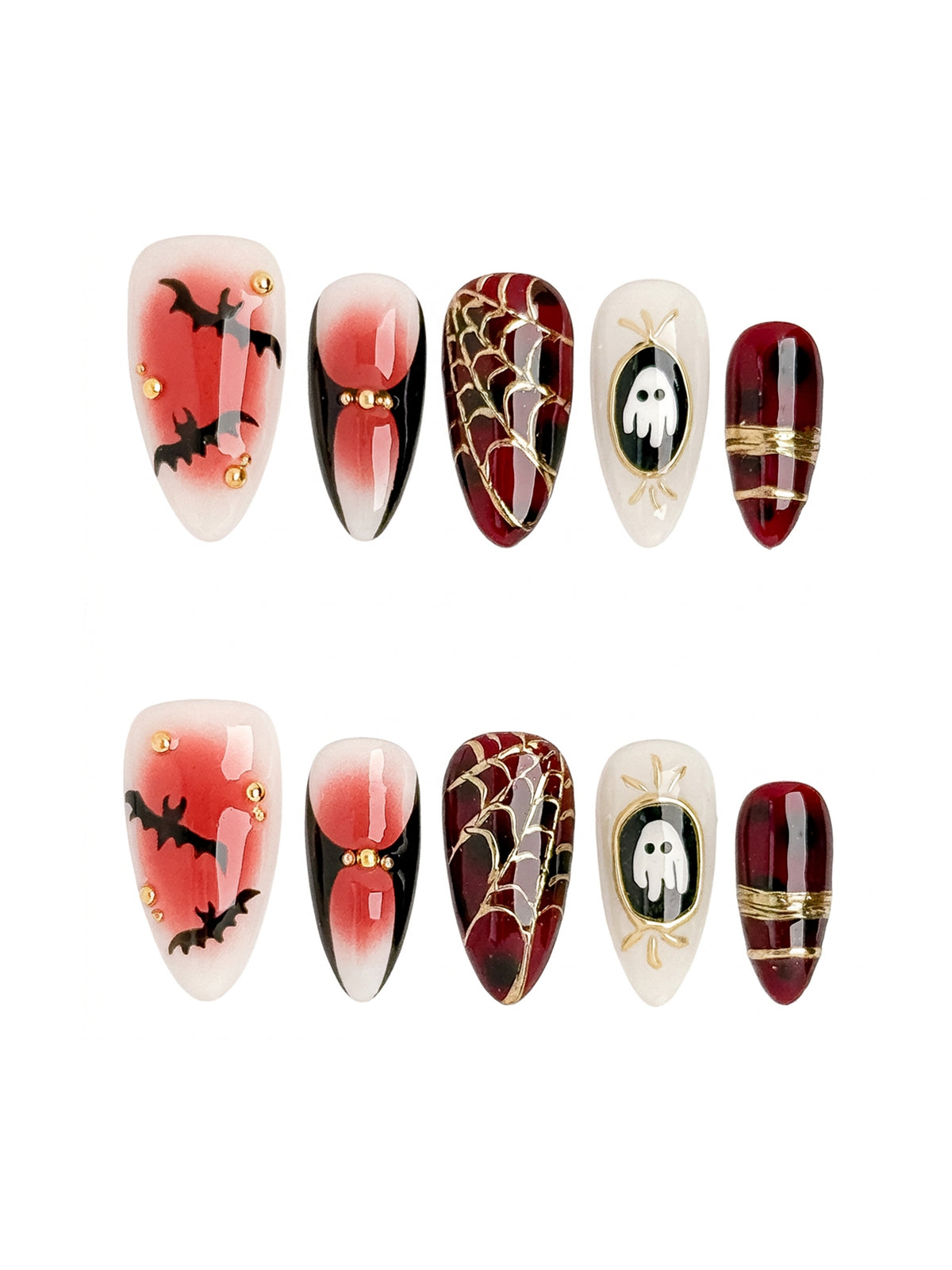Crimson Haunt Medium Almond Press On Nails