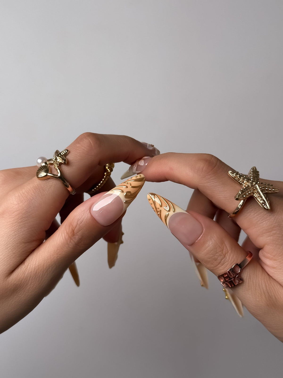 Champagne Petal Long Stiletto Press On Nails
