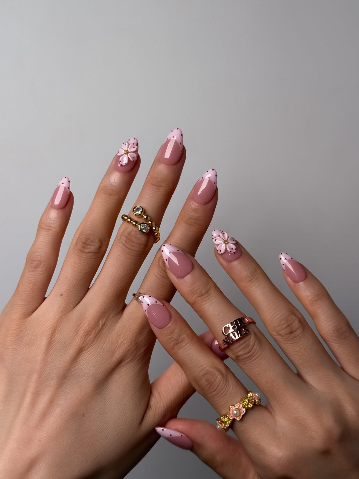 Blush Dot Short Almond Press On Nails