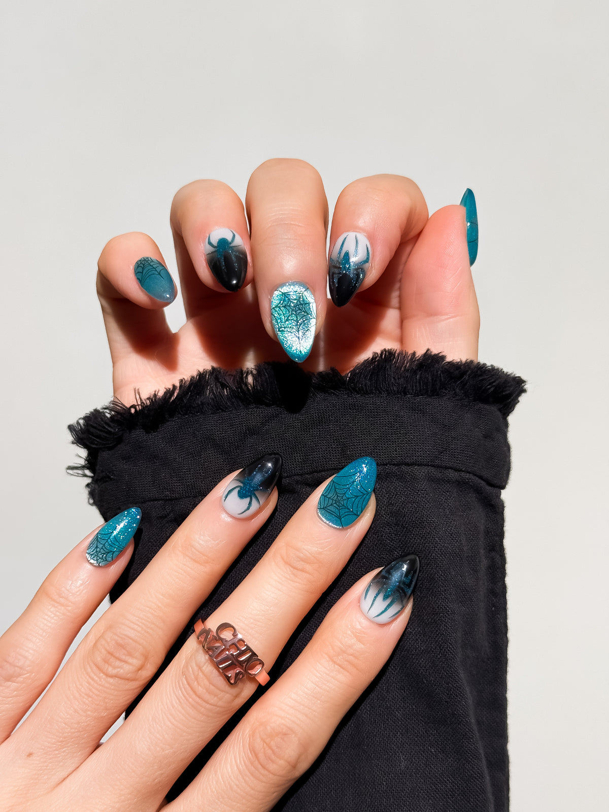 Midnight Tide Short Almond Press On Nails