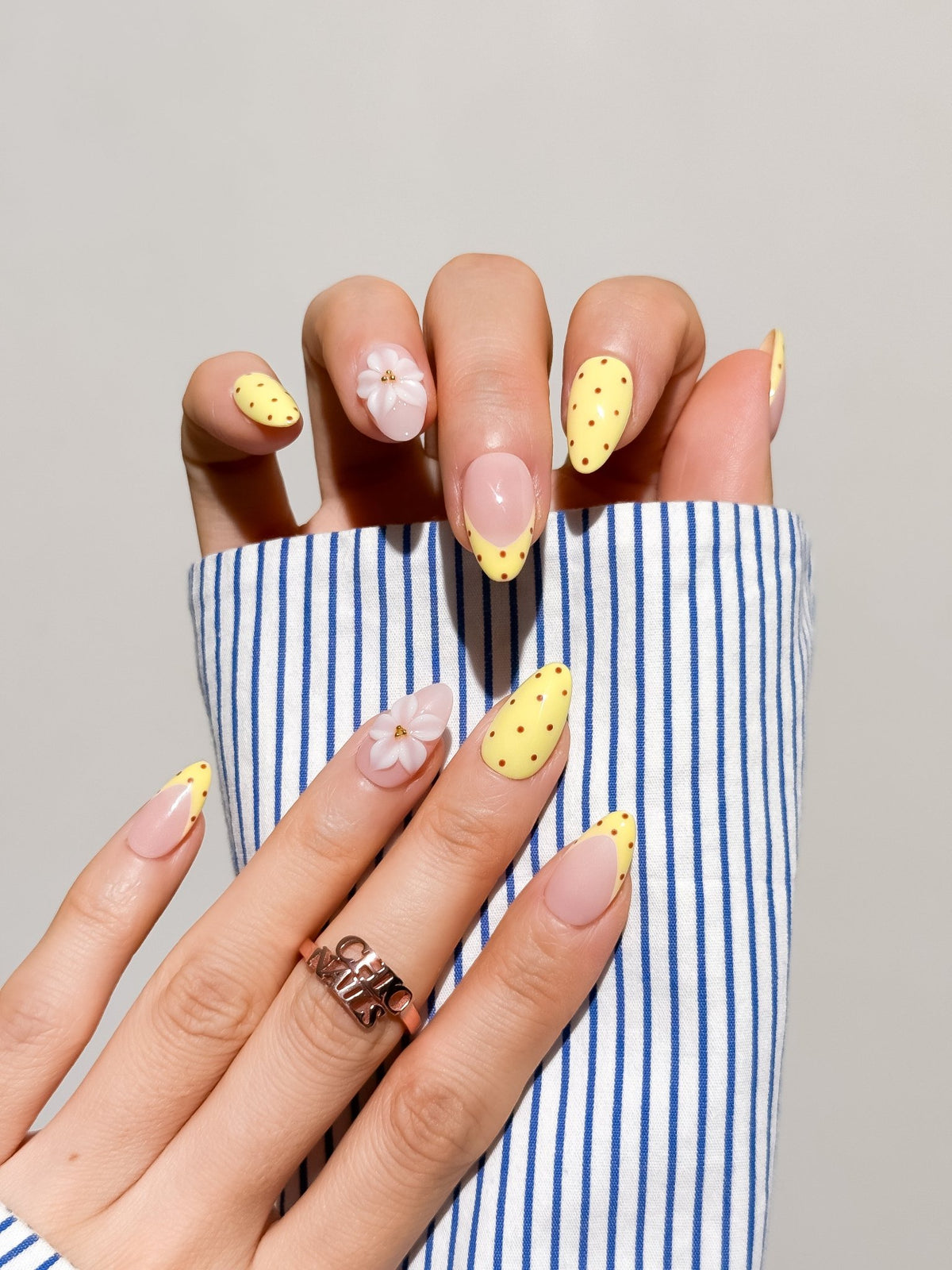 Lemon Petal Short Almond Press On Nails