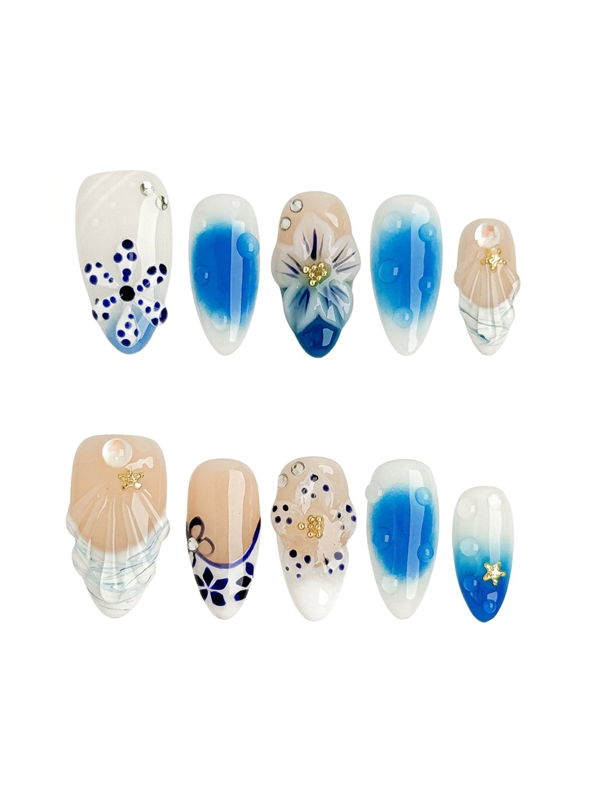 Blue Lagoon Medium Almond Press On Nails