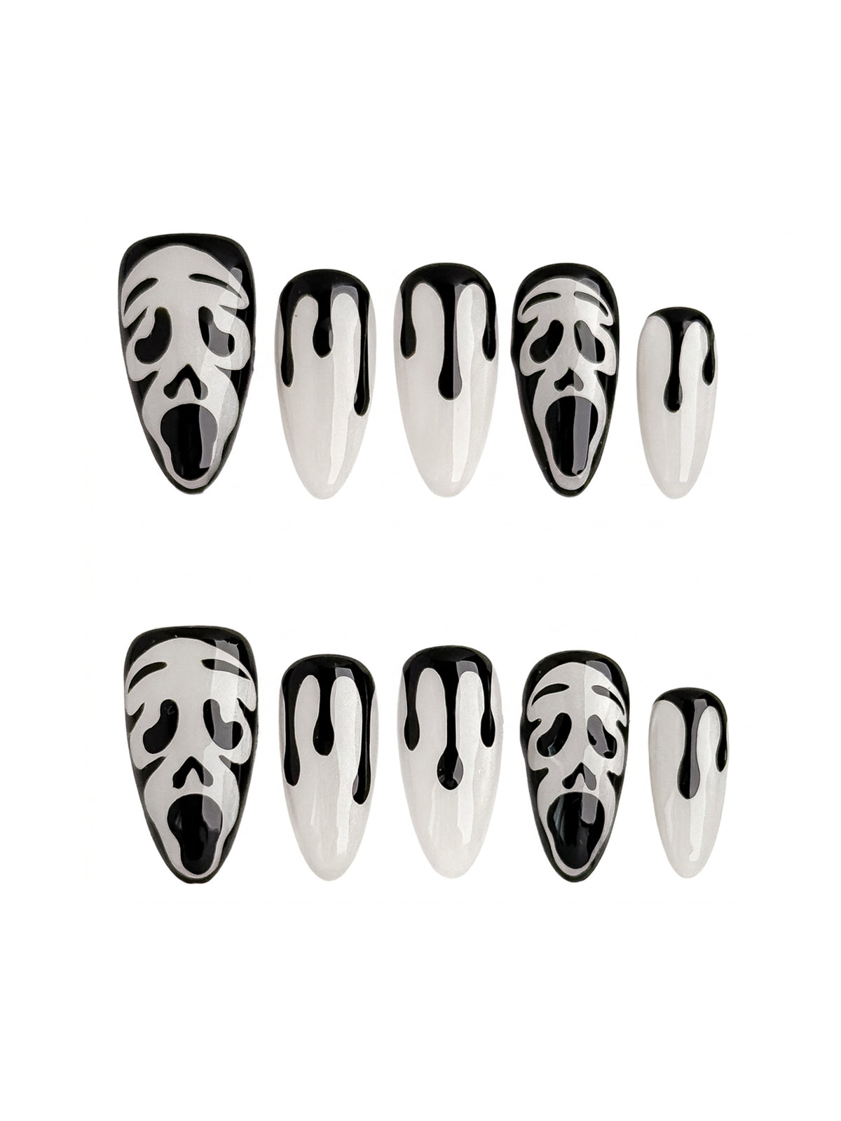 Midnight Scream Medium Almond Press On Nails