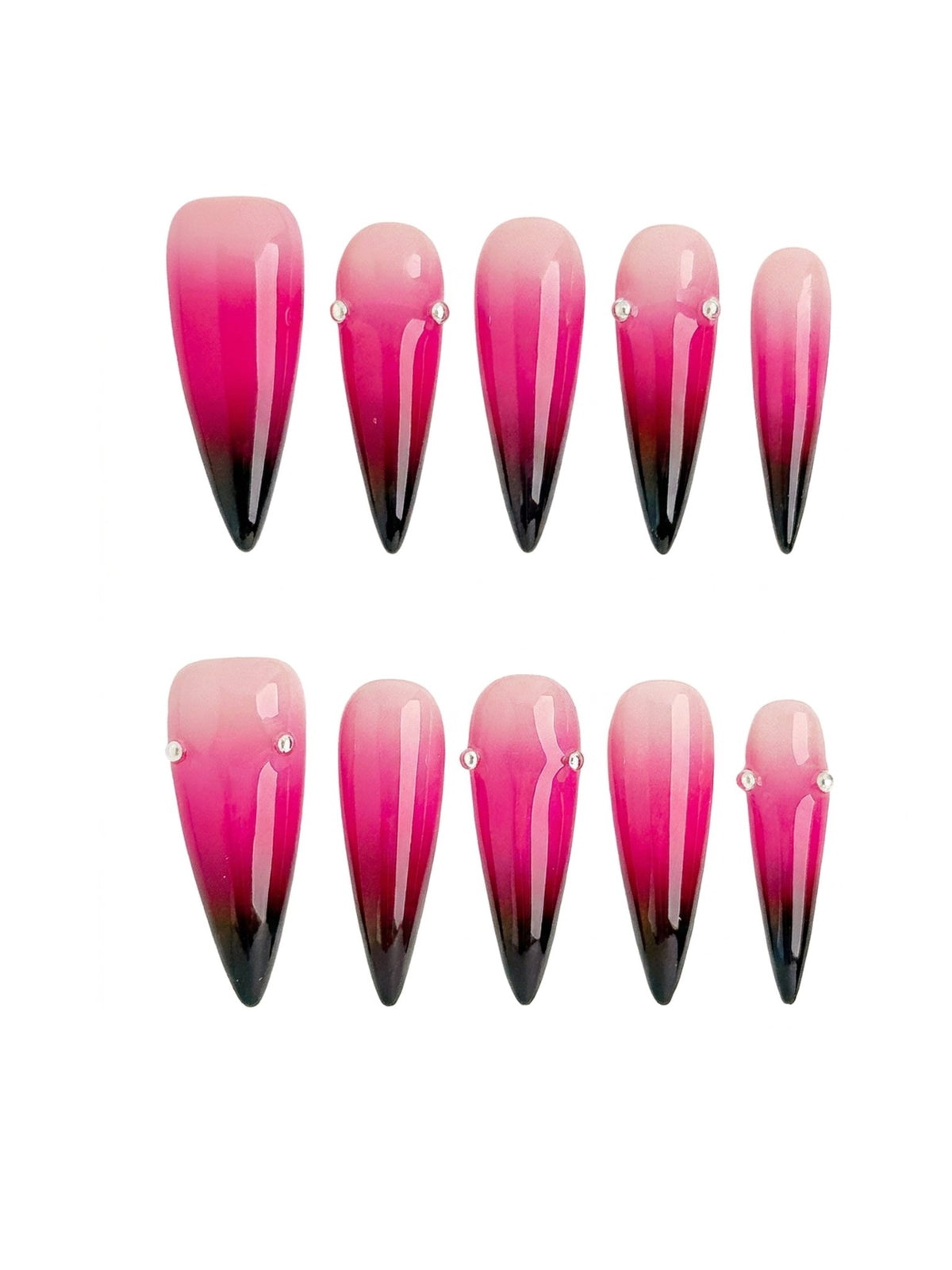 Pink Noir Long Stiletto Press On Nails