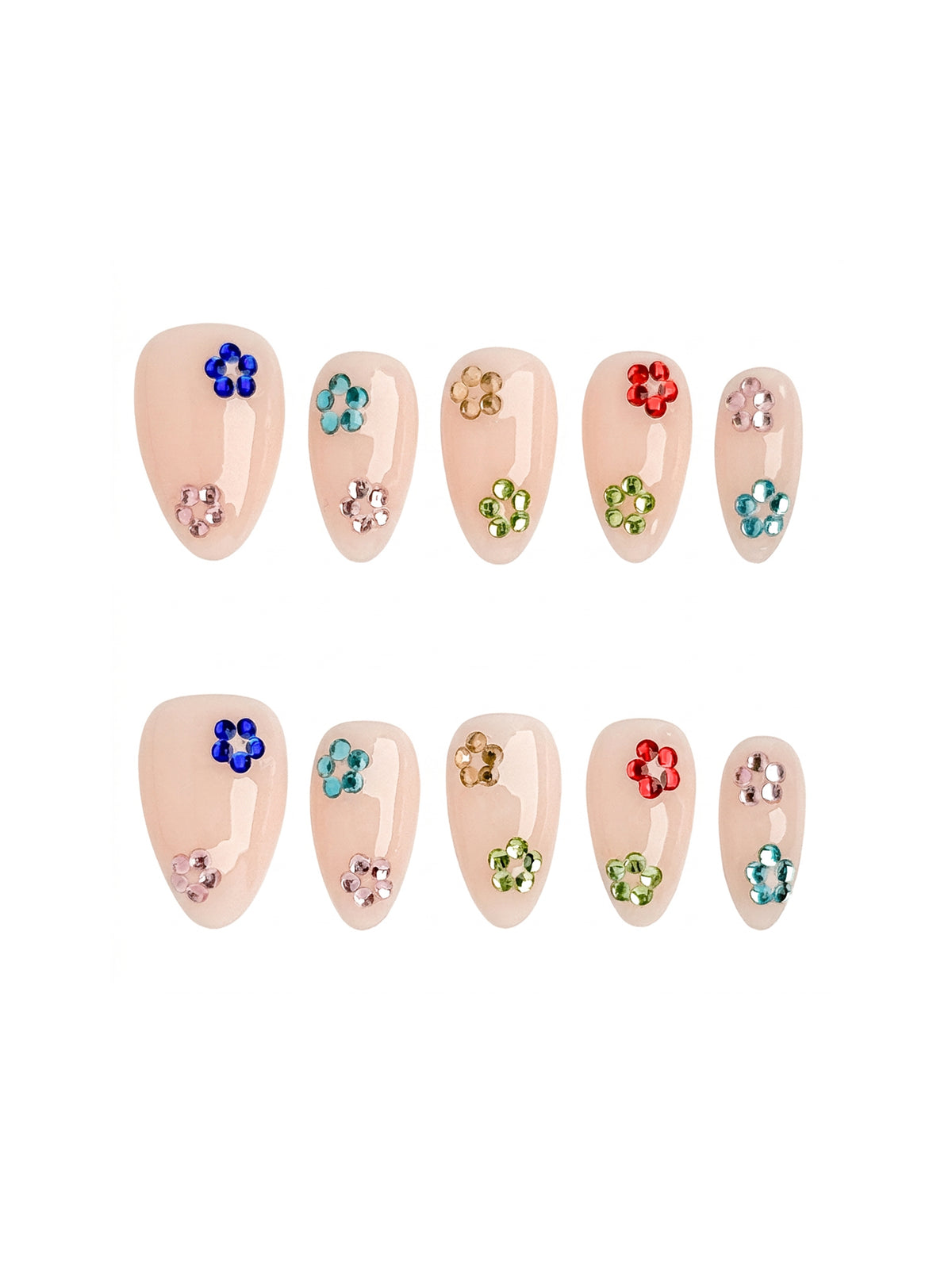 Crystal Bloom Short Almond Press On Nails