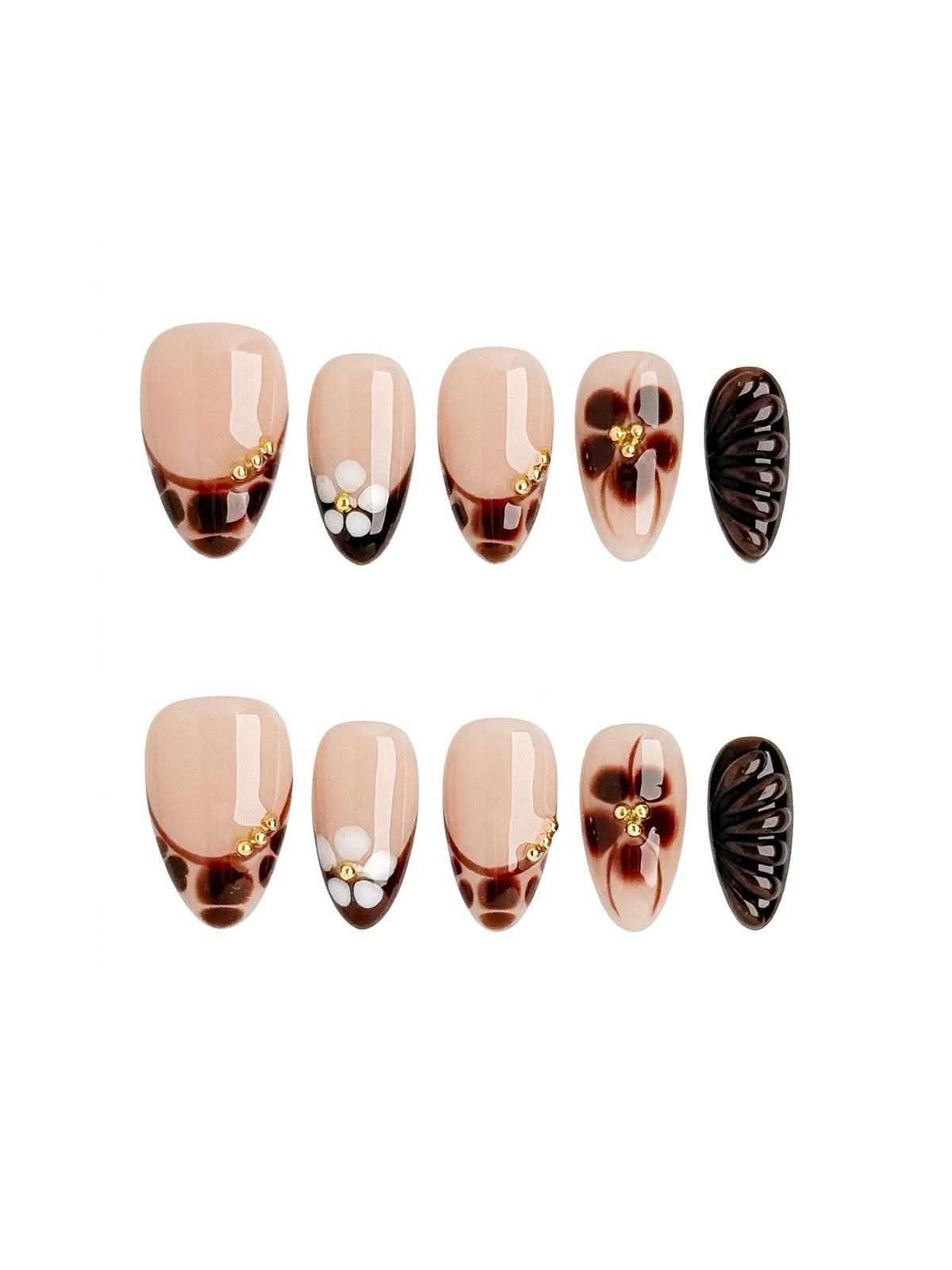 Mocha Petal Short Almond Press On Nails