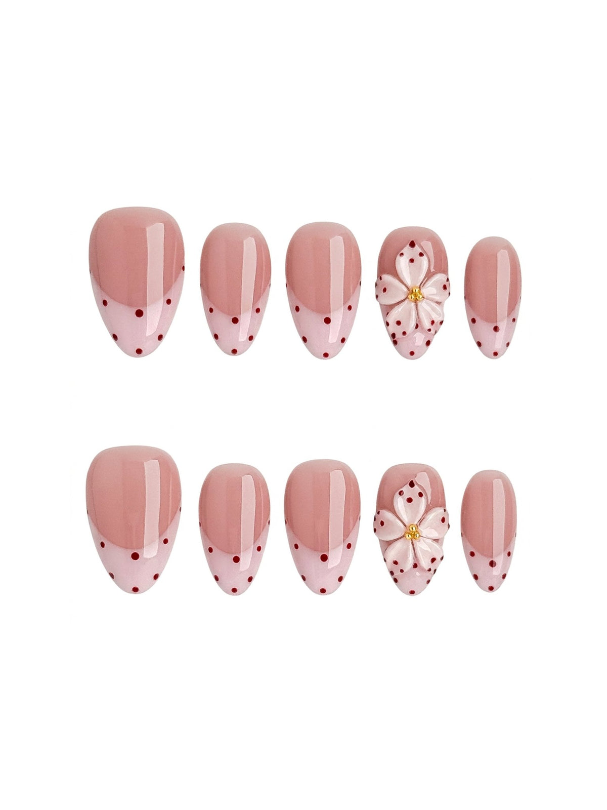 Blush Dot Short Almond Press On Nails