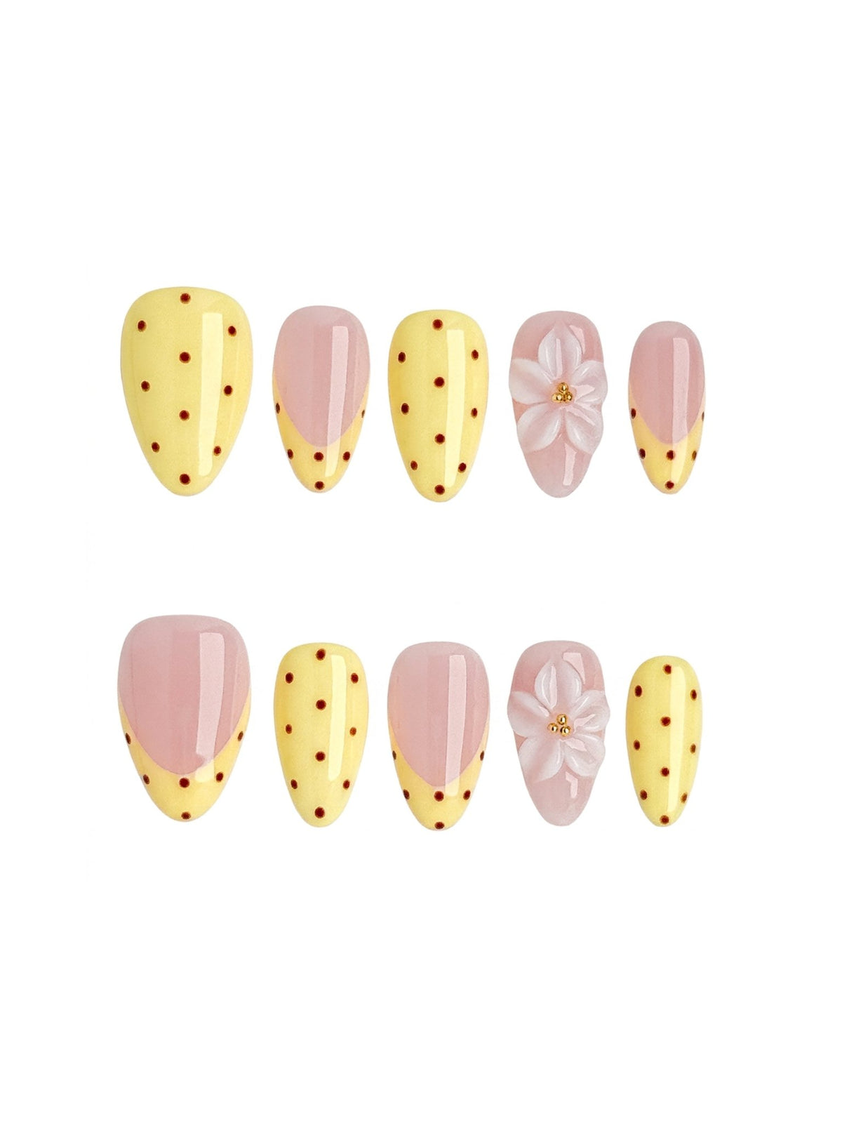 Lemon Petal Short Almond Press On Nails