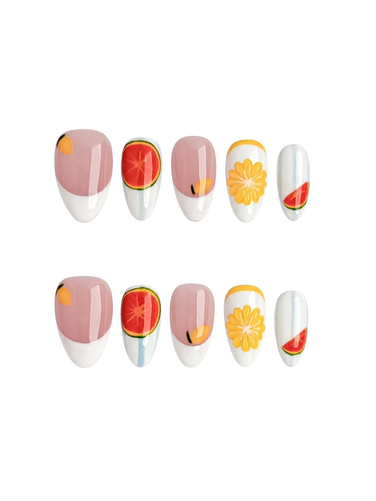 Citrus Picnic Short Almond Press On Nails