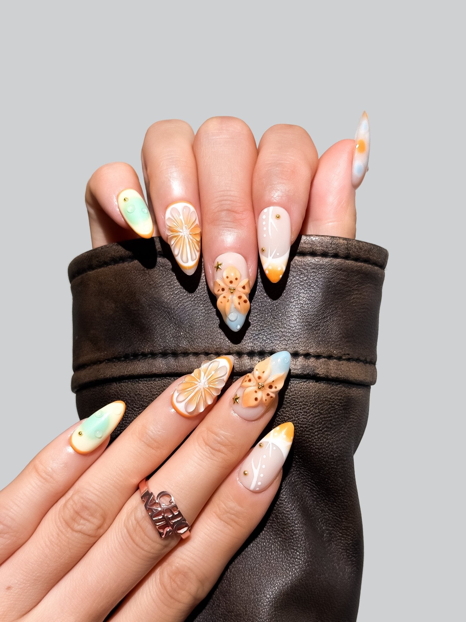 Orange Blossom Press On Nails Medium Almond