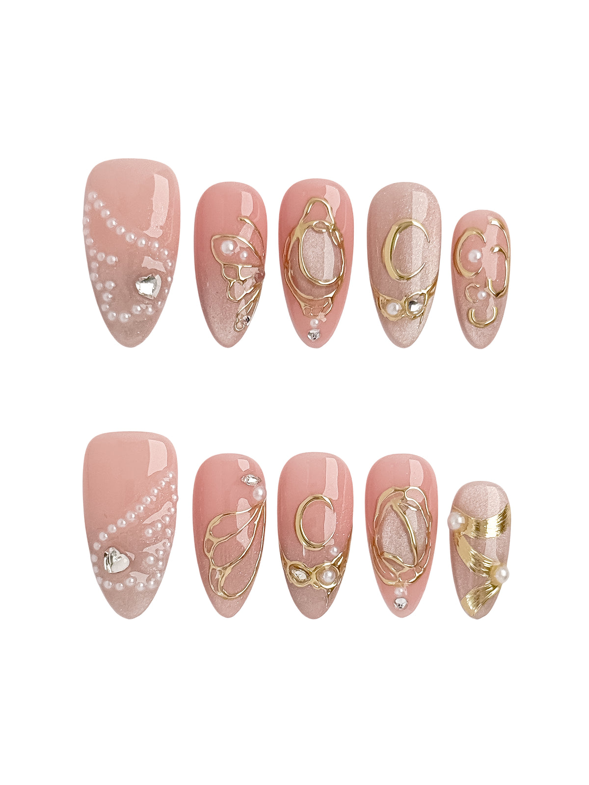 Pearl Orbit Medium Almond Press On Nails