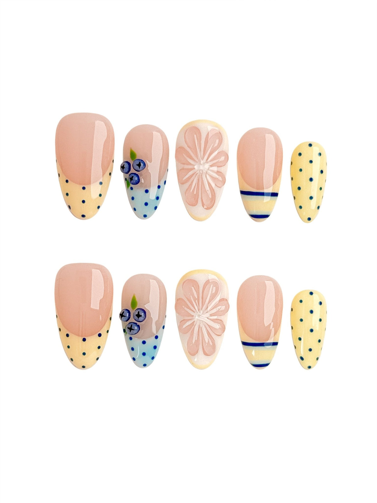 Blueberry Sun Medium Almond Press On Nails